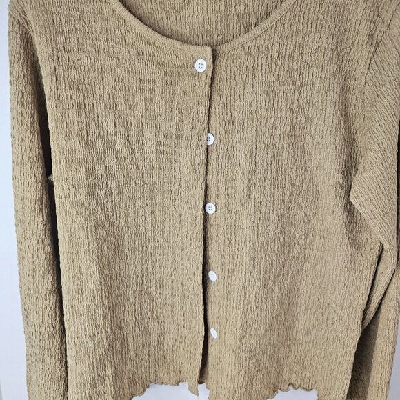 Dazy Brown Sweater Women Blouse Button Front Cardigan Long Sleeve XL - Picture 2 of 7
